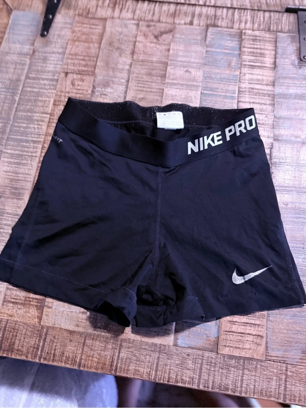 Nike Pro Black Women's Athletic Shorts with Silver Swoosh